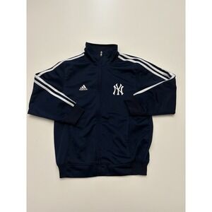 VTG Y2K Kids New York Yankees Adidas 3 Stripes Track Jacket Blue Size Small 8